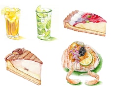 食べ物の絵描きます お菓子・飲み物・食べ物OK！メニュー表にピッタリ