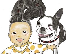 あなたの家族（ペット）を描きます 【色鉛筆で、ちょっとポップでかわいく♪】