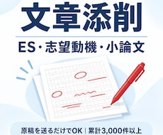文章添削サービス｜ES・志望動機・小論文添削します 採点者に伝わり、評価される文章に仕上げます