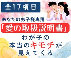 あなたのお子様専用の「愛の取扱説明書」お届けします 思春期・育児の悩み・反抗・癇癪・無視など、無理しないでね。