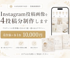 Instagram投稿画像を4投稿分作ります 統一感のある投稿画像を目的に合わせて制作します