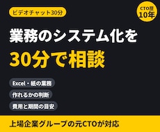 業務のシステム化を元CTOが30分で相談に乗ります イメージ1