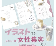水彩風イラストで女性向けメニュー表デザインします