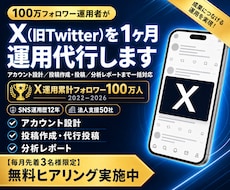 100万フォロワー運用者がXを1ヶ月運用代行します 設計から投稿30本・レポートまで体制で回します