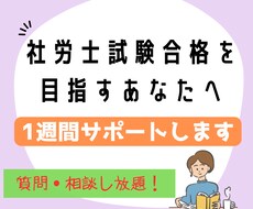 社労士試験合格を目指す方へ  1週間サポートします 社労士試験講座の講師１０年の実績！自身は１回の受験で合格！