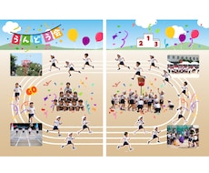 卒園アルバムの運動会ページ作ります 写真を送るだけ！見開き２ページで作ります！