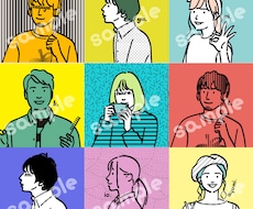 シンプルで今風SNS似顔絵モノクロアイコン描きます アイコン、今風、おしゃれ、シンプル、イラスト、似顔絵