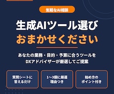あなたに合う生成AIツール選びの相談に乗ります DXアドバイザーが業務に合うAIを厳選してご提案