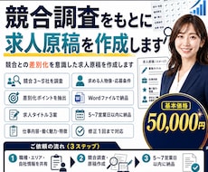 競合調査をもとに求人原稿を作成しますます イメージ1