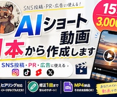 AIショート動画を15秒3,000円で作成します SNS投稿・広告・PRに使えるAI動画を1本から制作します