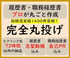 完全丸投げ 履歴書や職務経歴書をプロが作成します ゼロから作成/納品時ポイント解説付 総販売実績1400件突破
