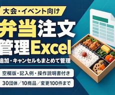 大会の弁当注文を集計するExcelを提供します イメージ1