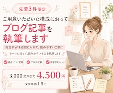 文字1.5円★テーマに沿った記事を執筆します 指定KWを自然に入れ、読みやすい本文に仕上げます