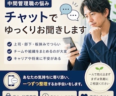 中間管理職の悩み、チャットでゆっくりお聞きします イメージ1
