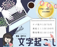 1分75円〜。音声・動画文字起こしいたします AI不使用！セキュリティソフト導入済み！