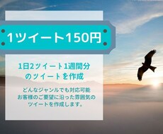 1週間分のツイート文章を作成します 1日２ツイート文章を作成します。
