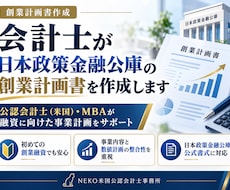 日本政策金融公庫の「創業計画書」作成を代行します 公認会計士、MBAがスムーズな資金調達のお手伝いをいたします