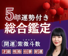 開運！運命の流れに乗る開運占いします 5年運付き総合鑑定！才能・仕事・財運の流れを紫微斗数で鑑定