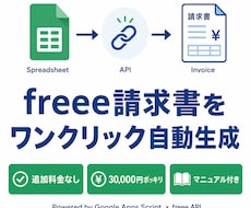 freee連携で請求書・見積書を自動生成します 毎月の請求書作成を1クリックで完了する仕組みを構築します