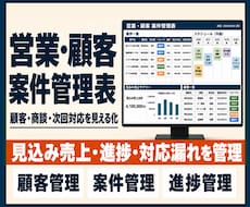 営業・顧客・案件を管理するExcelを作成します 顧客・商談・次回対応・売上見込みを一元管理