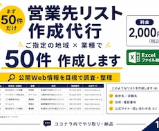 指定条件で営業先リスト50件を作成します イメージ1