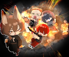 割引】 ミニキャラ集合イラストになります 躍動感あるミニキャラを描きます