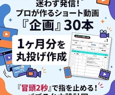 迷わず発信｜ショート動画企画書30本作成します もうネタに悩まない。1ヶ月分まとめて作成します