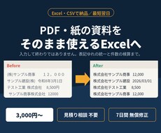 PDF・写真→ Excel/CSVにデータ化します イメージ1