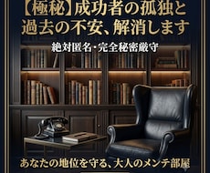 極秘　成功者の孤独と過去の不安、解消します 絶対匿名。築き上げた地位を守るための、大人のメンテ部屋。