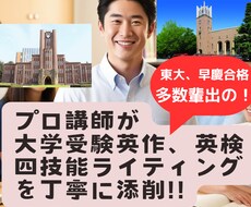 大学受験英語、英検の英作文・記述の添削します 最難関大学受験のプロ講師が直接指導！