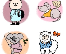 クレヨン風のかわいいアイコンお描きします かわいい服を着た動脈達のアイコン！プレゼントにも！