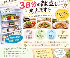 冷蔵庫にある食材から3日分の献立を考えます イメージ1