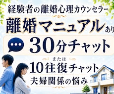 30分離婚相談チャット♦️離婚マニュアルあります 弁護士依頼なしで離婚調停、強制執行に勝訴した経験者です
