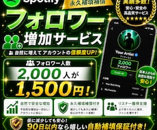 Spotify日本人フォロワー2000人増やします 永久補填補償付き！日本人増加でアルゴリズムに好印象！