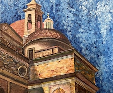 ペットをイタリアの風景と一緒に描きます あなたの大切なペットをイタリアの風景と一緒に手描きします