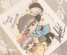 色紙や紙に似顔絵描きます littleVの絵柄でアナログイラスト描きます♡