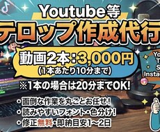 2本3000円 フルテロップ・文字起こし承ります イメージ1