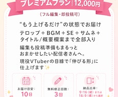 プレミアム：配信のフル編集切り抜き作ります テロップ＋BGM＋SE＋サムネ＋タイトル概要欄案まで全部入り