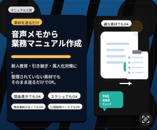 音声メモから業務マニュアルを作成します 雑なメモでもOK。口頭説明を現場で使えるマニュアルに整えます