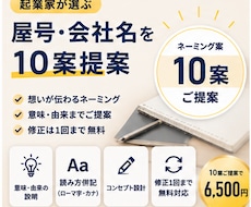 起業家が選ぶ屋号・会社名を10案提案ます イメージ1