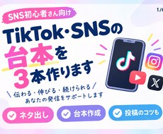 SNS投稿のネタと台本を3本作ります イメージ1