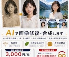 AI活用！画像修復・自然合成します 古い写真修復・人物合成・EC用モデル合成まで自然に仕上げます