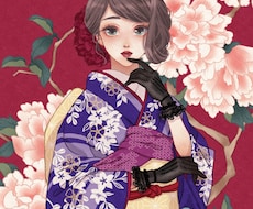 商用OK！レトロな和風のイラストを制作いたします 着物や浴衣、和服のイラストでおしゃれな雰囲気に！