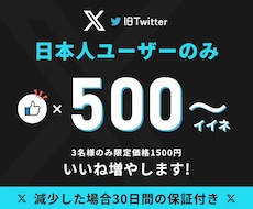 X(旧ツイッター)日本人ユーザーのいいね増やします ⭐️3名様限定価格⭐️日本人ユーザーのみ⭐️高品質