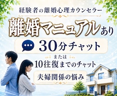 30分離婚相談チャット♦️離婚マニュアルあります 弁護士依頼なしで離婚調停、強制執行に勝訴した経験者です