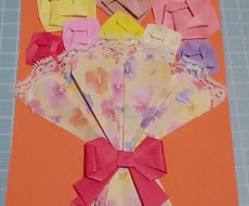 お花と着物ドレスのメッセージカード作ります ☆可愛いオリジナルの折り紙メッセージカードの贈り物☆