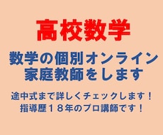 高校数学　数学の個別オンライン家庭教師をします 途中式まで詳しくチェックします！指導歴18年のプロ講師です！