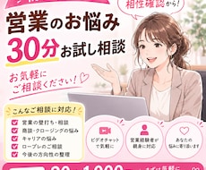 初回限定｜営業のお悩み30分お試し相談します まずは相性確認から。お気軽にご相談ください！
