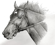 馬の鉛筆モノクロアイコン描きます イメージ1