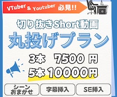 気軽に相談‼️お任せ安心！short動画作成します VTuberさん必見！シーンお任せで簡単発注！最短1日納期！